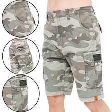 Mens Crosshatch Shorts Combat Camo Cargo Army Military Long Knee Length Pants