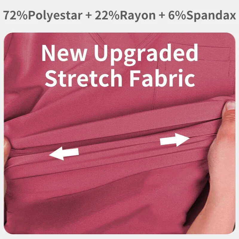 Terno esfoliante de enfermagem médica feminino blusa manga curta enfermeira uniformes de trabalho EUA - Imagem 3 de 4