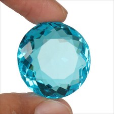 100 CT Large Swiss Blue Topaz Round Faceted Cut Loose Gemstone Best Offer Price