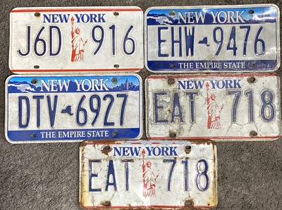 Vintage New York State License Plate Statue of Liberty & Empire State