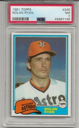 1981 TOPPS #240 NOLAN RYAN, PSA 7 NM, HOF, TOUGH CARD, ASTROS, FRESH GRADE