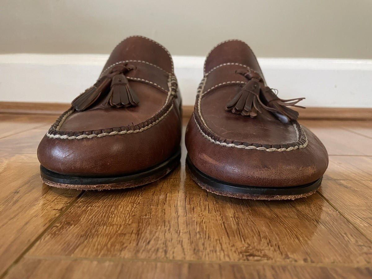JOHNSTON & MURPHY Brown leather Tassel Loafers Shoes Men