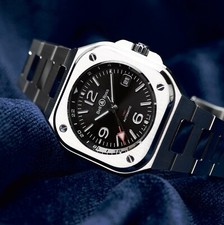 Tactical Bell & Ross BR05 GMT Black Set BR05G-BL-ST/SST $5500 MSRP