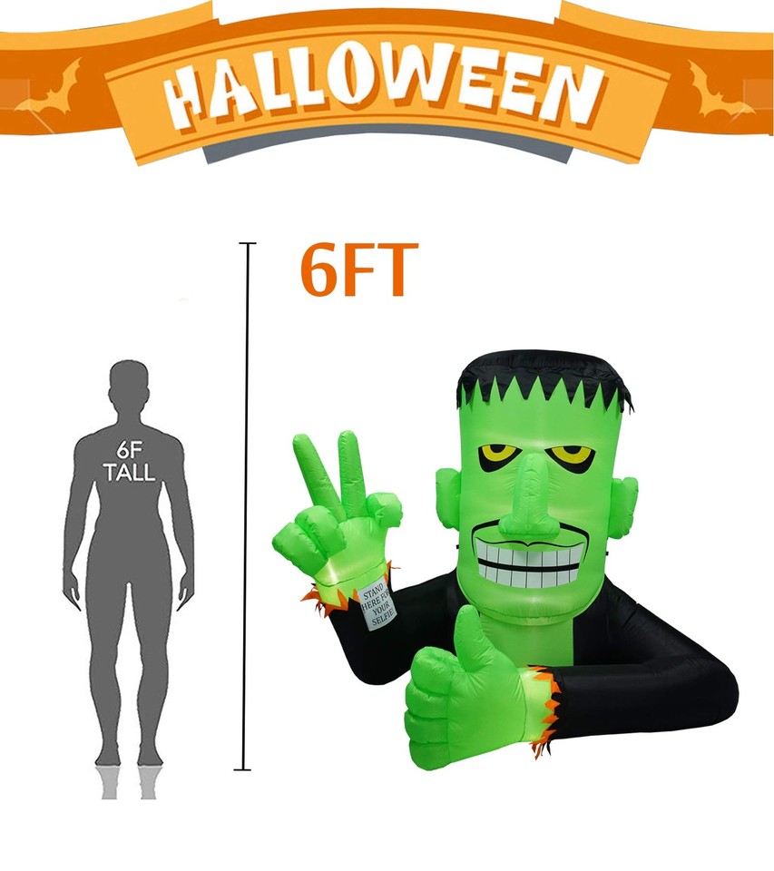 6FT High Halloween Inflatable Frankenstein Outdoor Decoration, Green
