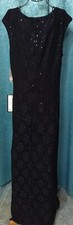 “Conected”Navy Sleeveless Cowl Neck Sz11 Sequined Side Slit Holiday Formal Dress
