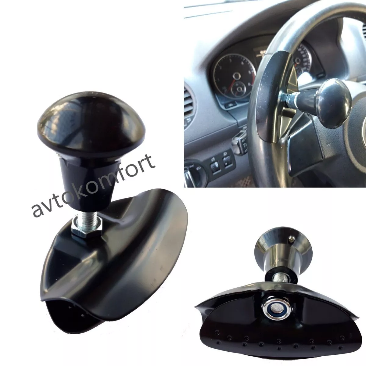 Metal Black Steering Wheel Knob Spinner Ball Handle Car Truck