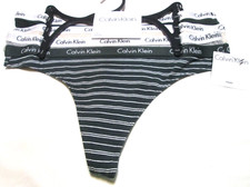 Calvin Klein Ladies' cotton thong panties-sz M-4 PR-NOT 5-NWT-MULTI w/logo waist