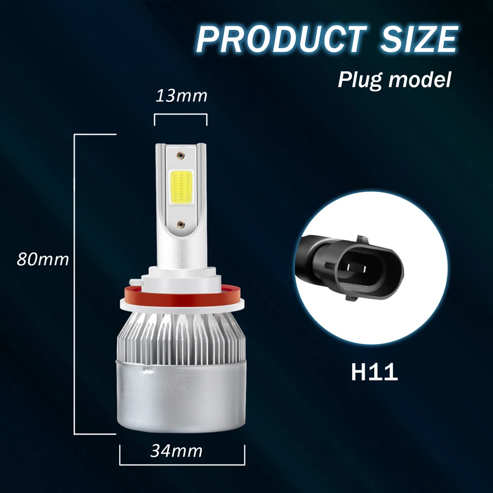 For Toyota Venza 2009-2016 6X COB 8000K LED Fog Lights High/Low Beam Headlight - Image 3 of 4