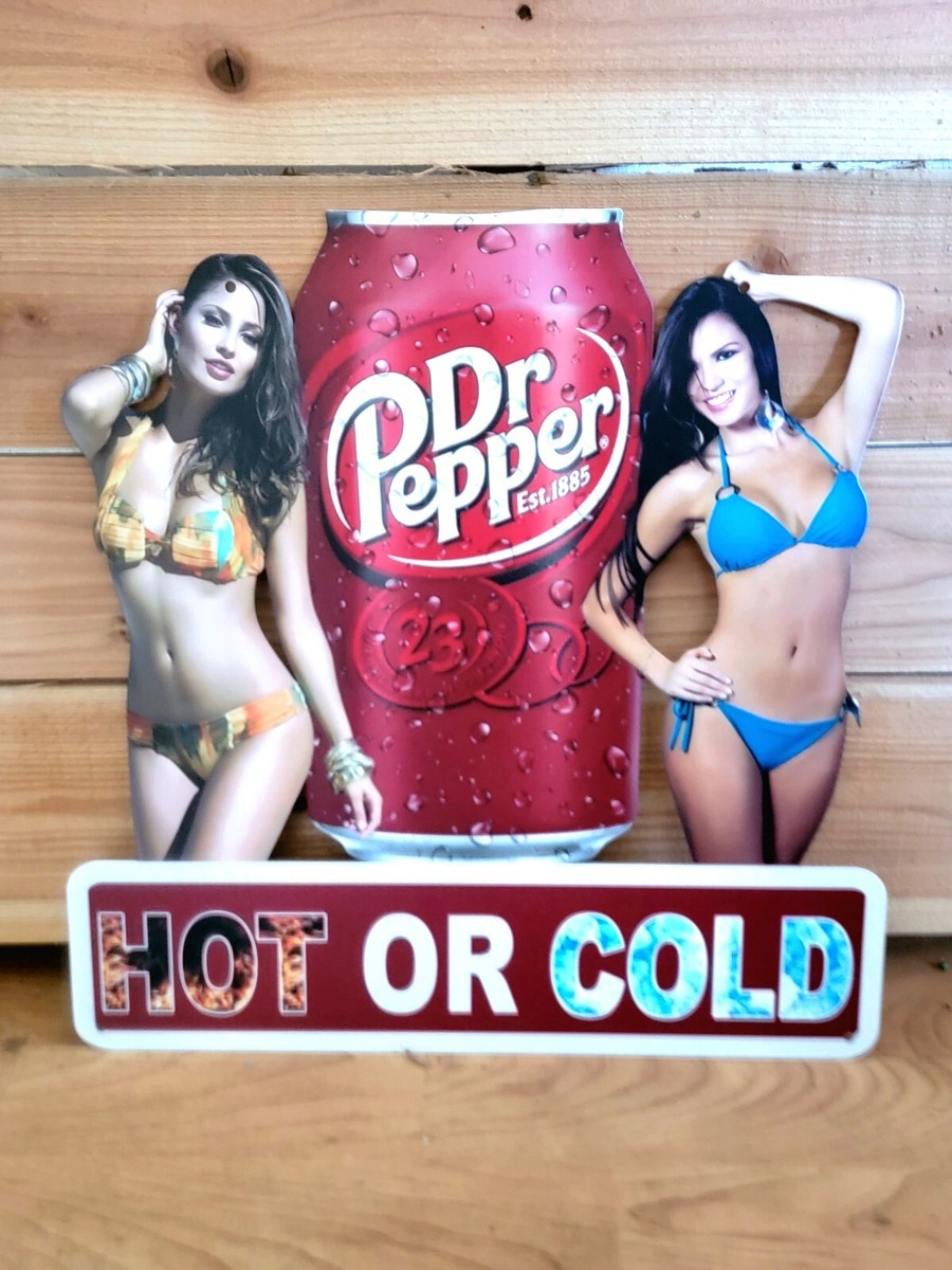 Rare DR. PEPPER Hot Or Cold Metal Soda Sign, 16” x 16” Wall Decor