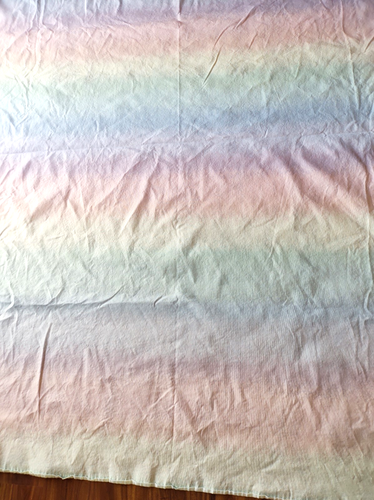 Vtg Sears??? Rainbow Sherbet Stripe Twin Bedspread Purple Pink Blue Yellow~READ - Picture 9 of 22