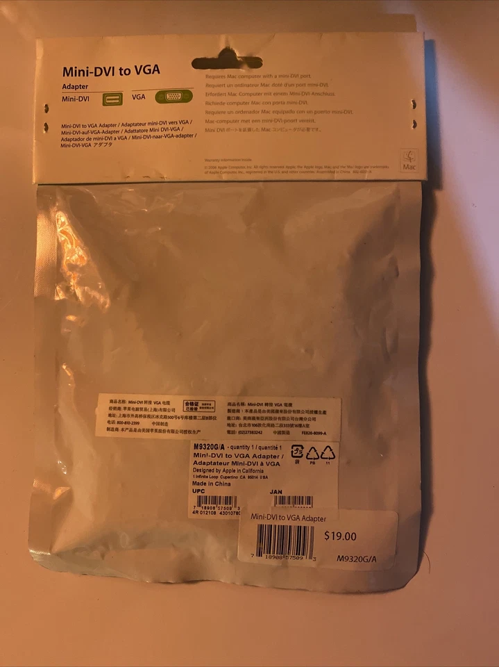 NEW Genuine Apple Mini-DVI To VGA Adapter for Apple Mac Monitor M9320G/A - Image 2 of 4