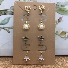 8 PC Matching Clip-on Non Pierced Earrings Set Gold-Tone New Free Ship 4447