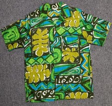 1960s VTG Made In Hawaii Abstract Flowers Hawaiian Shirt Size M Cotton RN 20942