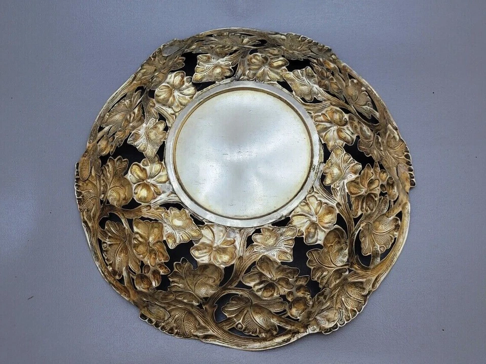 Antiguo centro de mesa europeo 800 plata artesanal siglo XIX estilo vino antiguo Foto 2 de 4