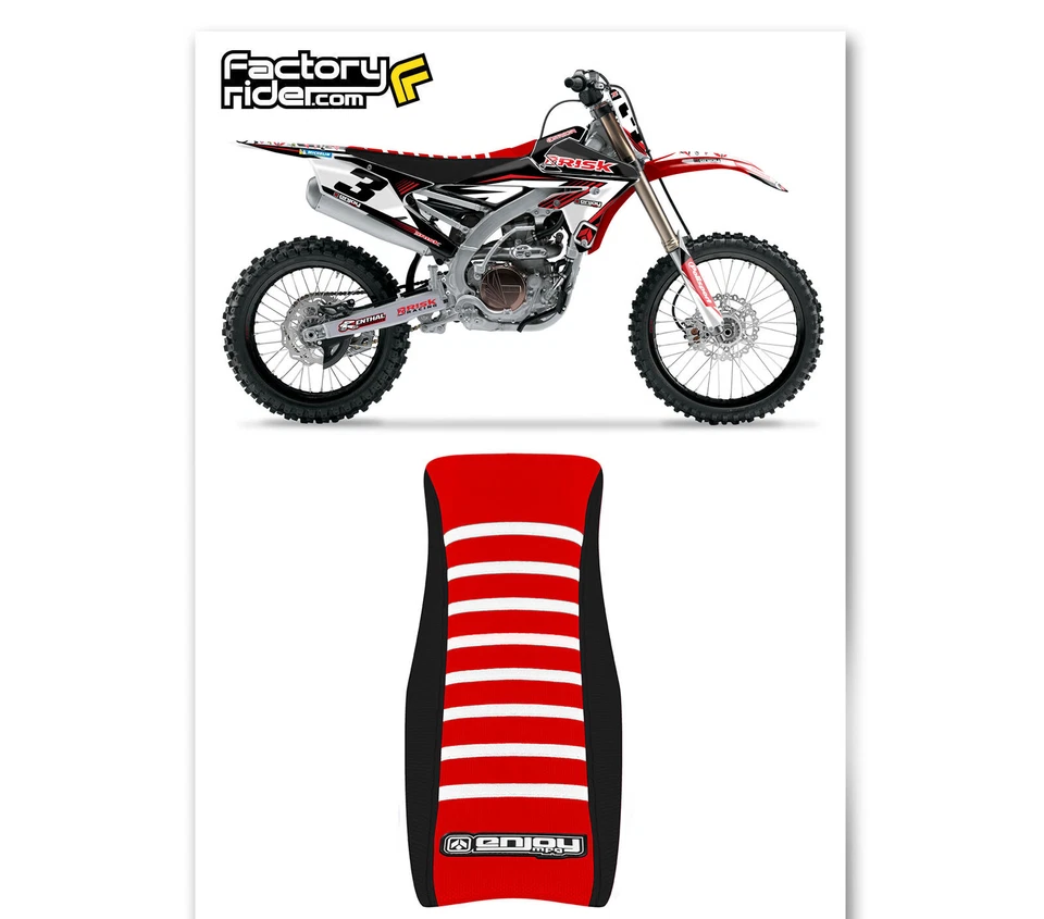 Cubierta de asiento Yamaha WR 450F 2016-2018 LATERALES NEGROS/TEPA ROJA/COSTILLAS BLANCAS #84 Foto 2 de 4