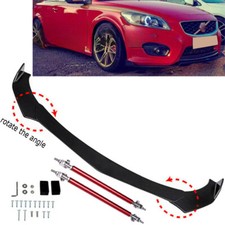 Glossy Black Front Bumper Lip Chin Spoiler Splitter Strut Rods For Volvo C30