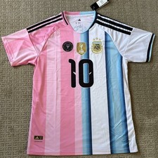 adidas Argentina Lionel Messi #10 Soccer Jersey M Pink White Blue