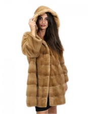 52 Redglow Mink Hooded Fur Coat 81cm Horizontal ...
