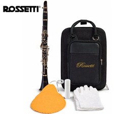 Rossetti 1150-CL Bb Clarinet Wood Grain Black w/ Mouthpiece, Case, Gloves
