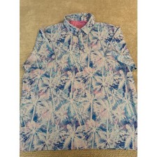 Birdie  Bound Mens 3XL Palm Tree Print Polo Shirt Short Sleeve Golf Casual