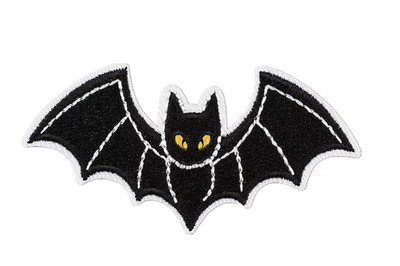 BLACK BAT with YELLOW EYES - SPOOKY HALLOWEEN - Embroidered Iron-On/Sew-On Patch