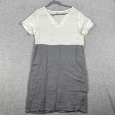 Lina Tomei Linen Colorblock Shift Dress Womens Size S Coastal Minimalist