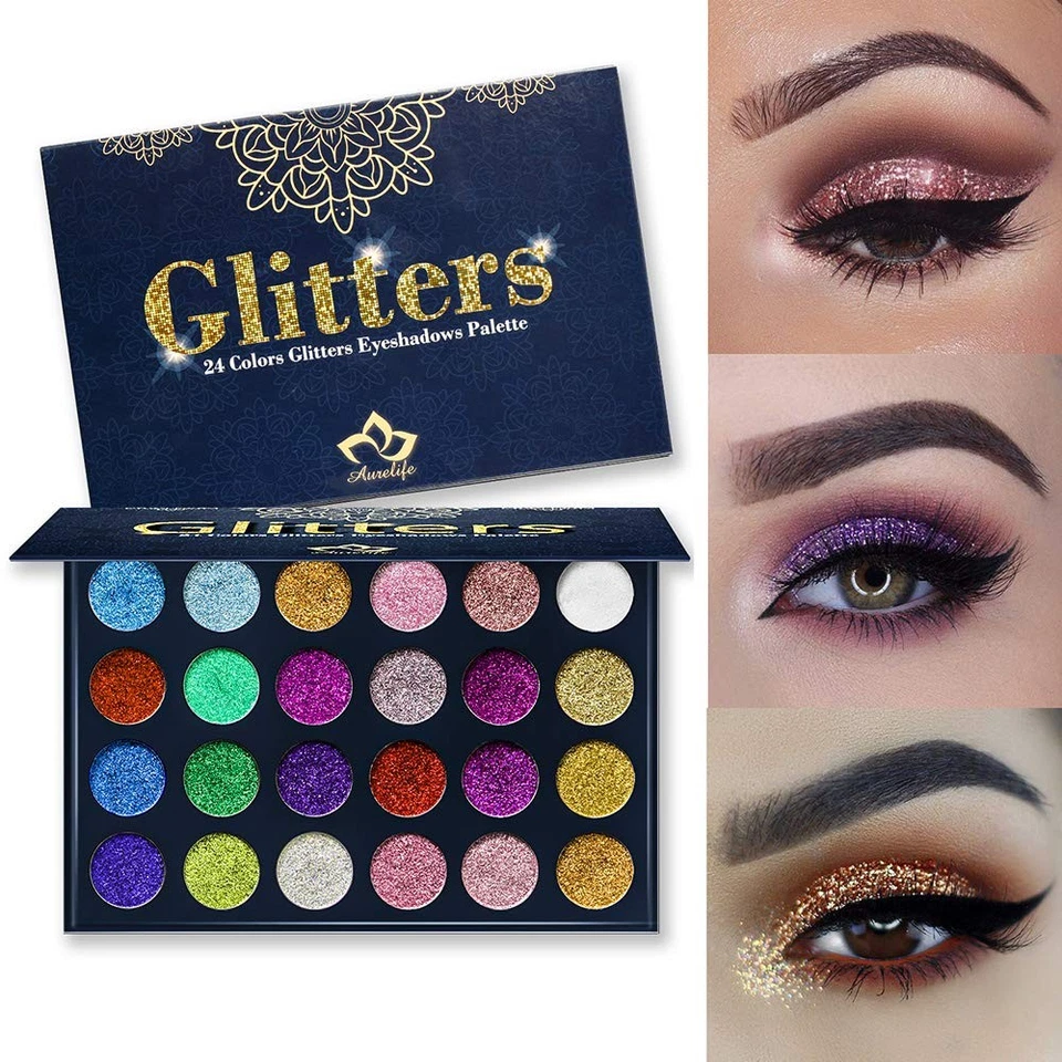24 Color Pressed Glitter Eyeshadow Palette - Ultra Shimmer Waterproof - Image 2 of 4