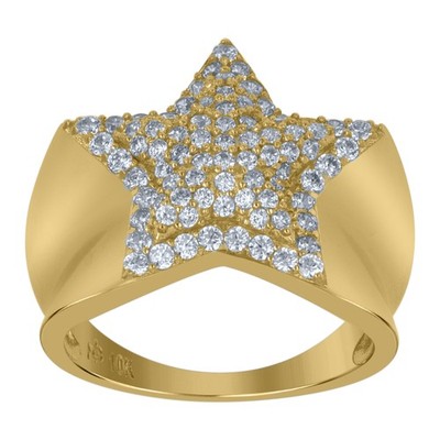 10kt Yellow Gold Mens Cubic-Zirconia Star Fashion Ring