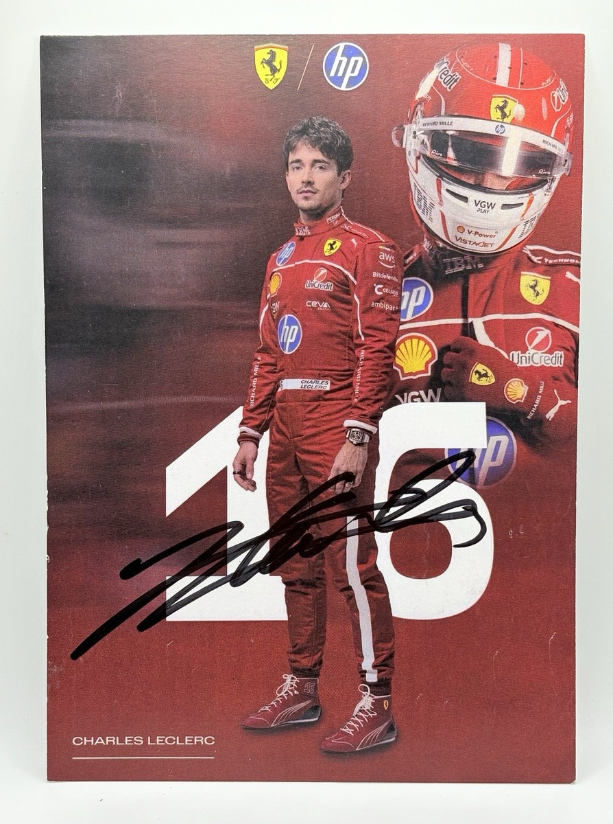 F1 CHARLES LECLERC SIGNED SCUDERIA FERRARI DRIVER CARD 2025