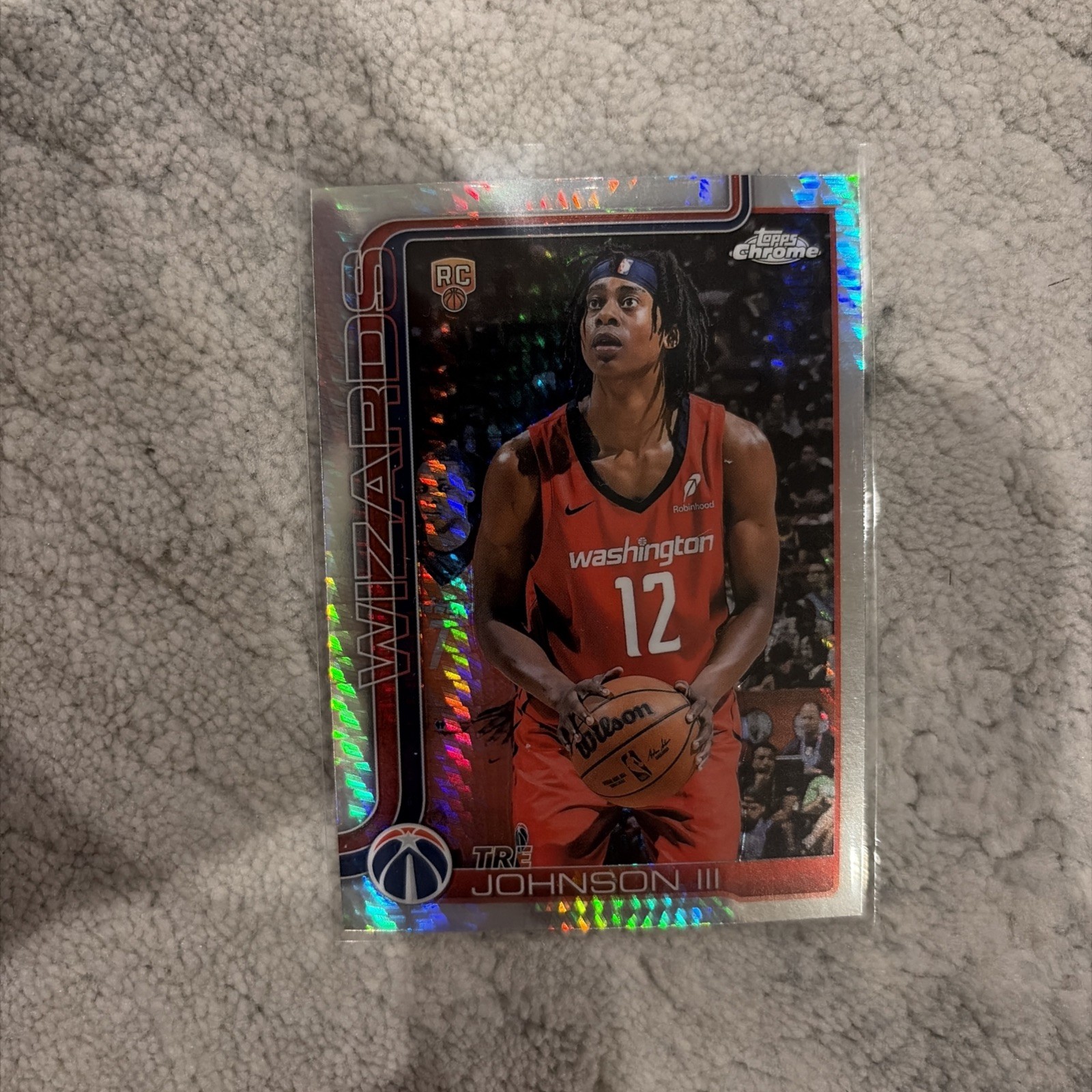 2025-26 Topps Chrome Basketball Tre Johnson III Hyper Refractor #256 Wizards