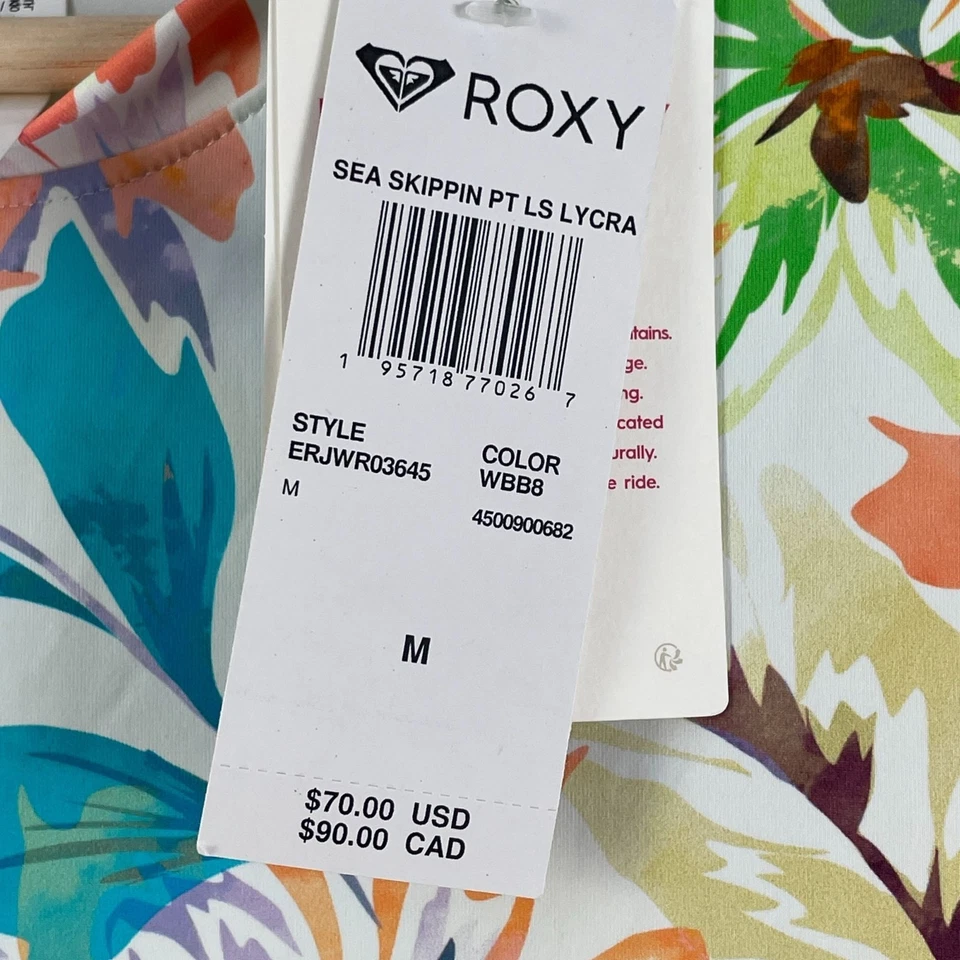 NUEVO Top Roxy Para Mujer Mediano Floral Manga Larga Sea Skippin PT Lycra Rash Gaurd Foto 4 de 4
