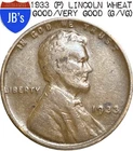 1933 (P) Lincoln Wheat Cent Penny 1c - Circulated Good/Very Good (G/VG)