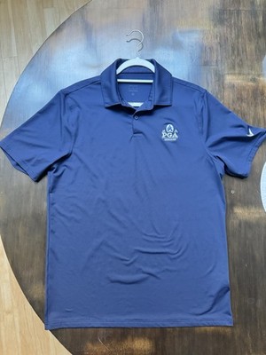 Nike Dri-FIT Men's Blue Solid Short Sleeve Golf Polo Shirt Logo Size M
