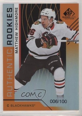 2018 Upper Deck SP Game Used Orange Rainbow 6/100 Matthew Highmore Rookie RC 0e1