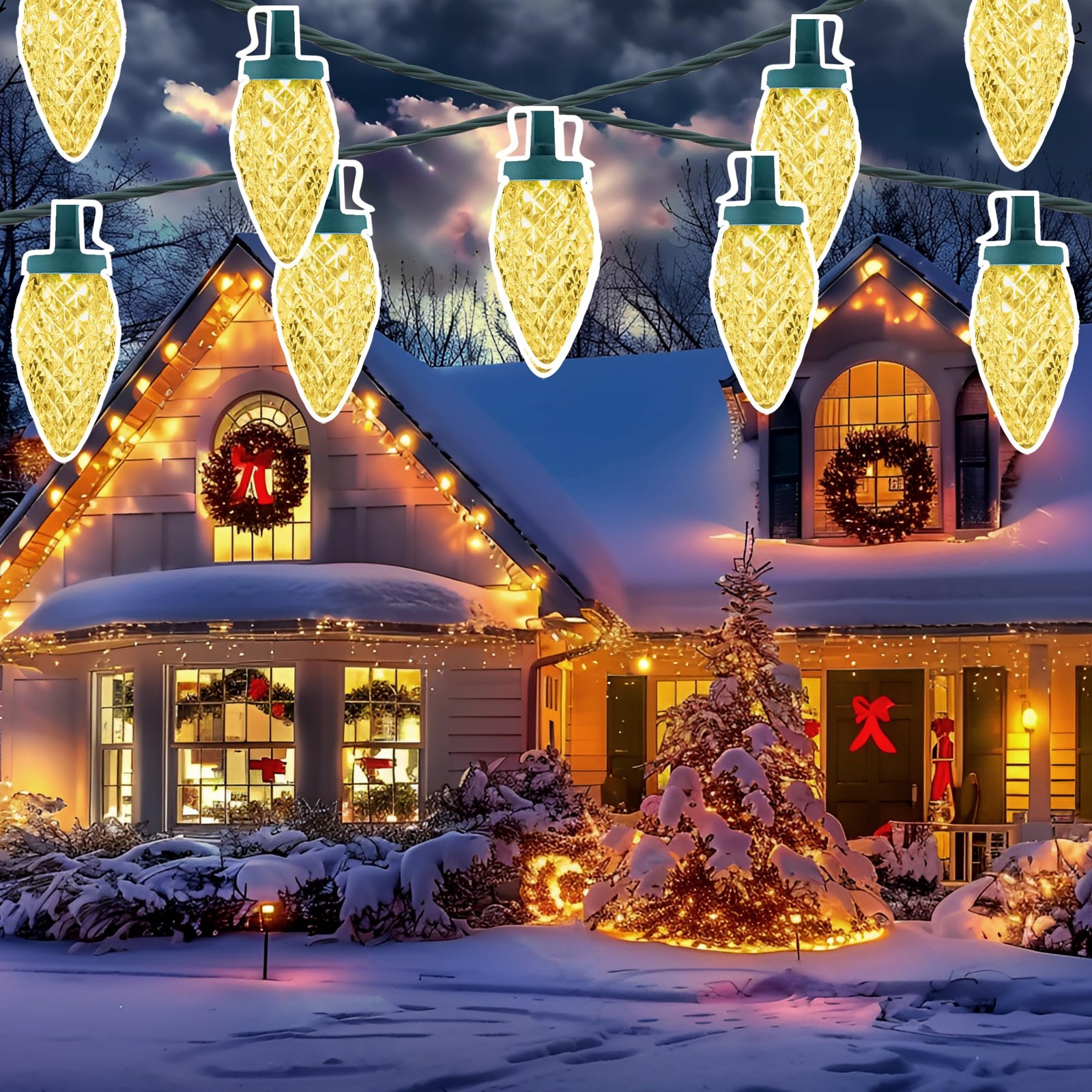 50-LED 32ft C9 Outdoor Christmas String Lights for Holiday Decor