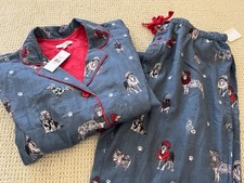 Pj Salvage Flannel Pajama Set Size XL Blue 100 Cotton Winter Dogs NWT