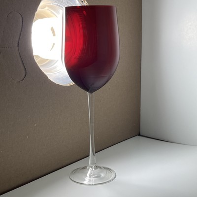 RUBY RED WINE GLASSES, Set of 2 Full bodied glass Clear Glass stem 9'' Ht