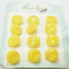 12 Buttons- 14mm Carded Wavy Silky Lemon, Glass Shank - Czech Glass