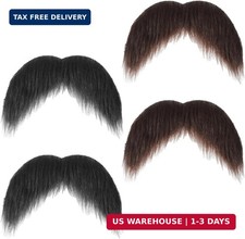 4 Pcs Fake Mustache Set Black Brown Self Adhesive Costume Facial Hair Halloween