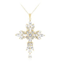 Cavill Topas Halskette 10,41Ct Vergoldet Sterlingsilber Blumenmuster