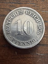 NICE Germany Empire 10 Pfennig 1876 -G German World Coin