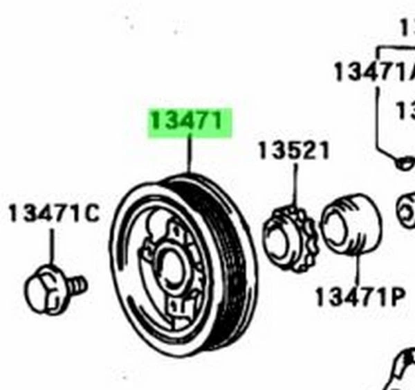 Оригинальный шкив коленчатого вала 13408-75030 подходит для Toyota Land Cruiser Prado 97–09 годов выпуска - Изображение 3 из 4