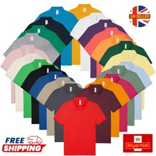 Mens Plain Polo Shirt Regular Fit Short Sleeve Collared Top Cotton Golf T Shirts