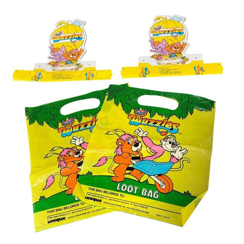 Vintage 1985 Wuzzles Loot Bags Unique Industries Yellow Kids Party Favors Lot