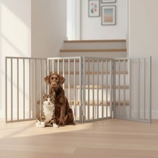 Lightweight 4-Panel Indoor Dog Gate - Foldable, Retractable Gray Fence, 72x24