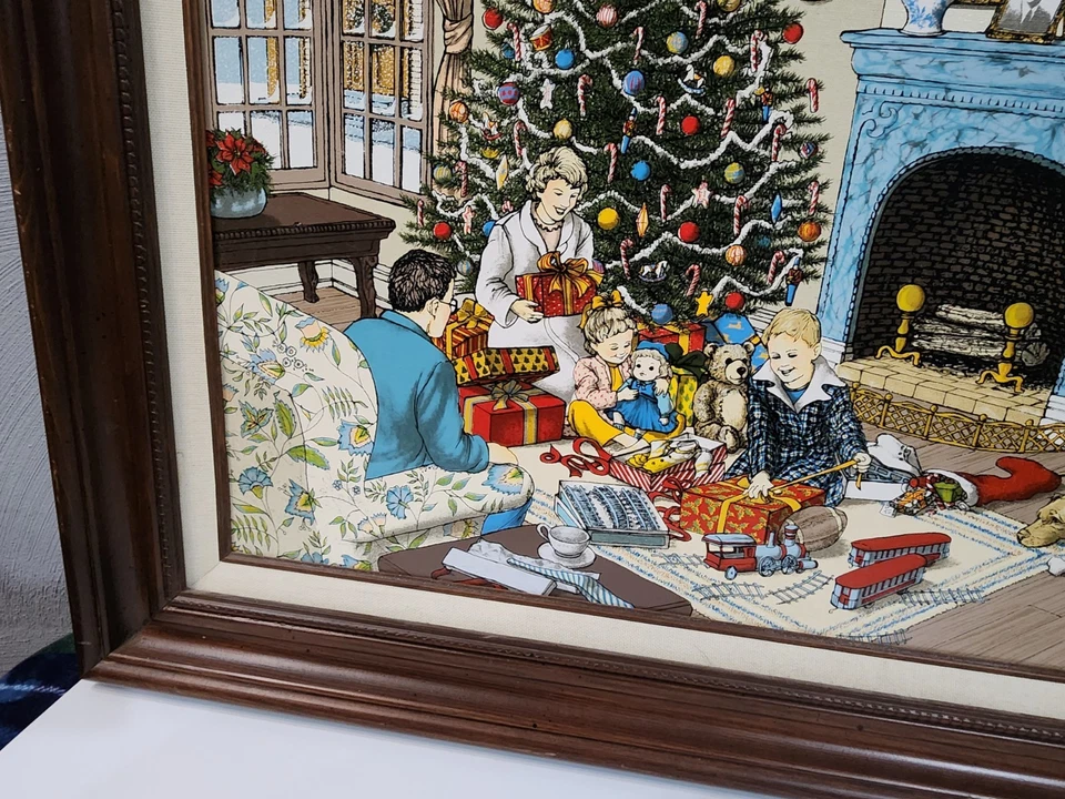 De colección H. Hargrove Edición Limitada 20X24 Navidad Juntos 1986 752/1000 Enmarcado Foto 4 de 4