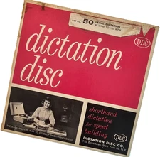 Vtg 1950s Set 4 SHORTHAND LEGAL DICTATION DISCS Vinyl 45 DDC Set 50 80-120 WPM