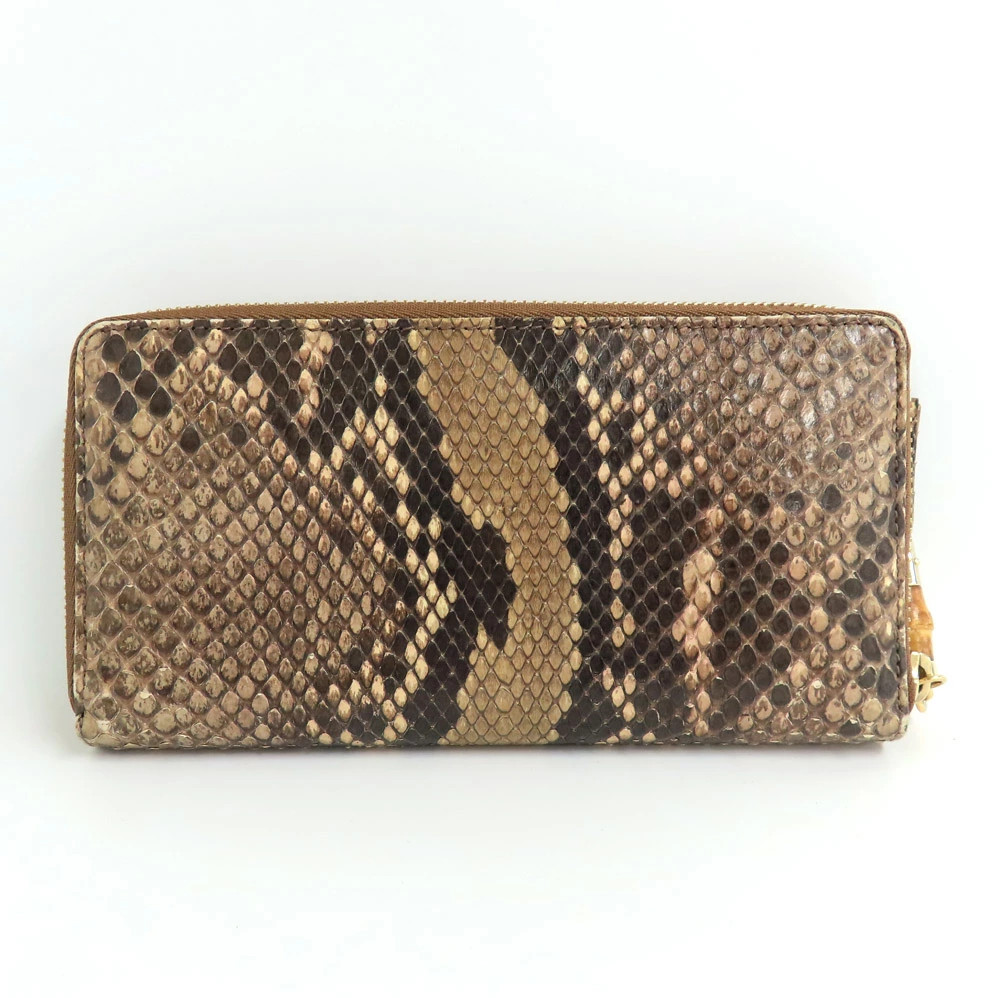 Gucci 307984 Python Brown Leather Tassel Coin Pur… - image 2