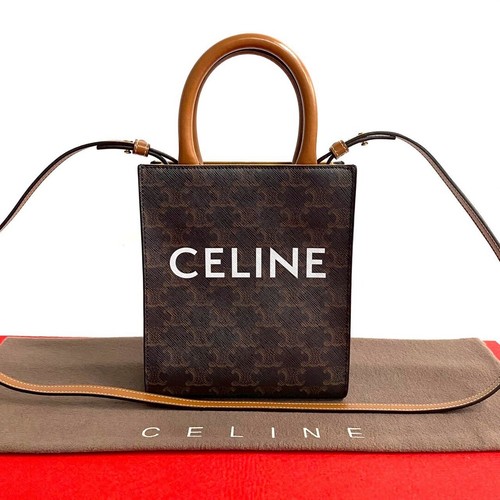 Celine Leather Shoulder Bag Women's Brown Excellent From Japan