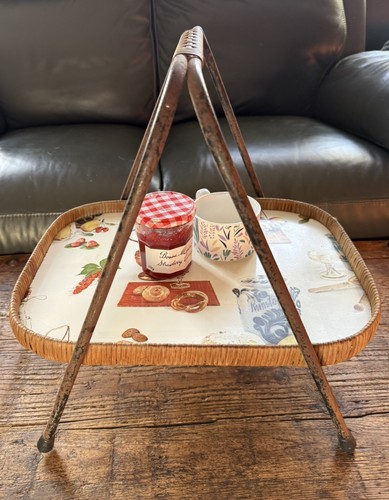 Vintage Französisches TV Frühstückstablett Ständer Mid Century